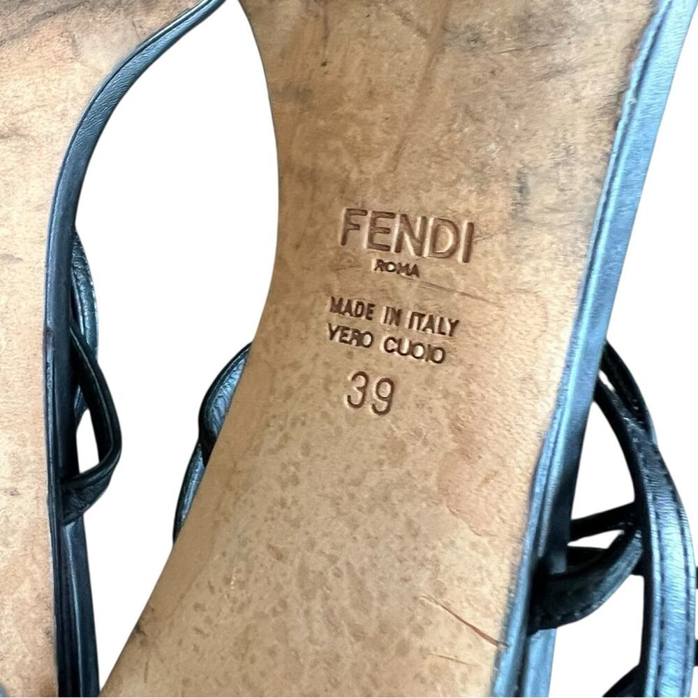 Fendi Women’s Ava Black Leather Crocodile Strappy Sandals Stiletto Heels Size 39 - Picture 11 of 15